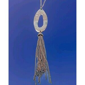 Tassled Pendant Necklace Gold Tone Studded Costume Jewelry